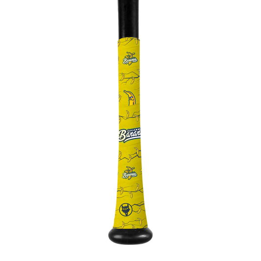 The Officially Licensed Bat Grip of The Savannah Bananas with VukGripz being the first grip tape company to partner with Banana Ball!