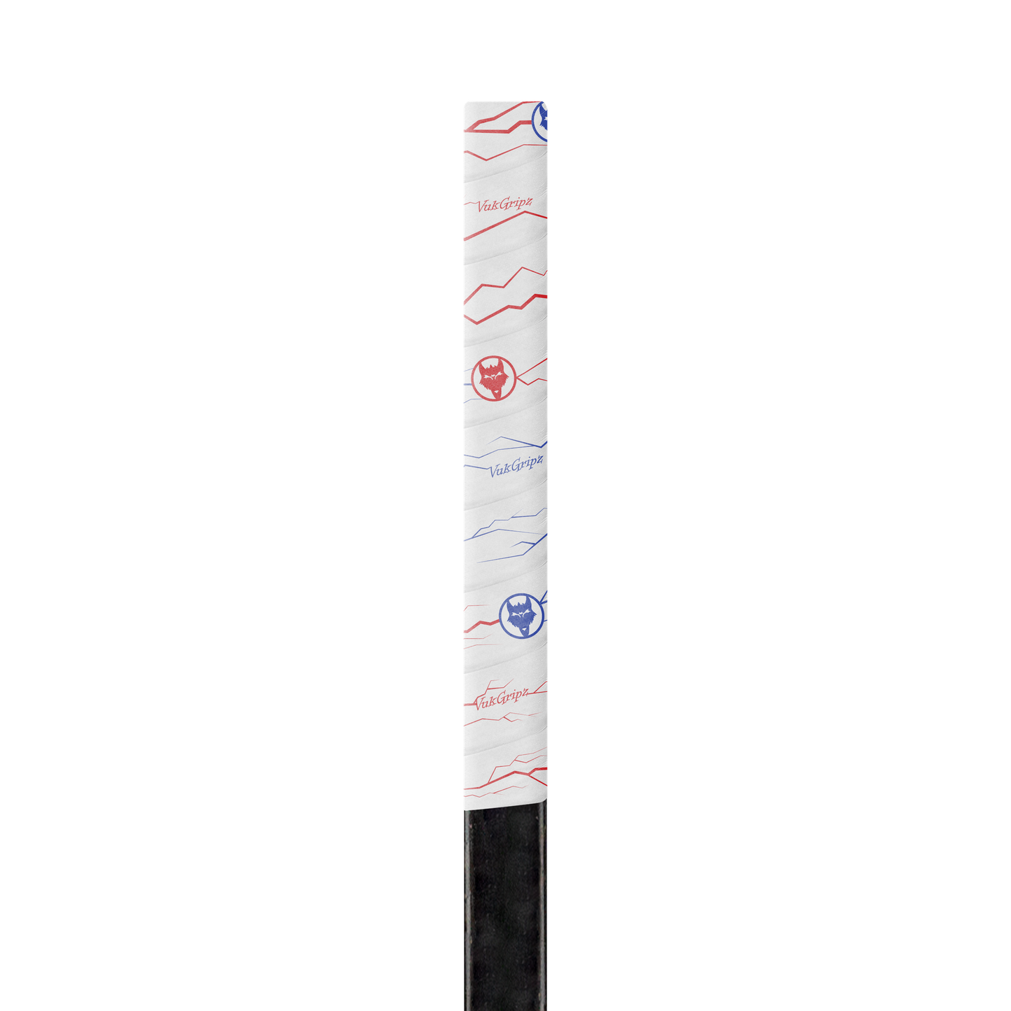 A roll of high-quality Pulse Firecracker hockey grip tape, designed for superior grip and durability, displayed on a clean hockey stick. The hockey stick grip tape features an unmatched texture, ideal for securing your hands for improved puck control, with premium materials made in the USA.