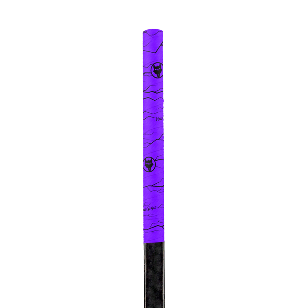 A roll of high-quality Pulse Purple hockey grip tape, designed for superior grip and durability, displayed on a clean hockey stick. The hockey stick grip tape features an unmatched texture, ideal for securing your hands for improved puck control, with premium materials made in the USA.