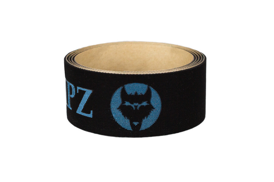 Black Bat Grip Tape with Baby Blue VukGripz logo, baseball bat grip tape