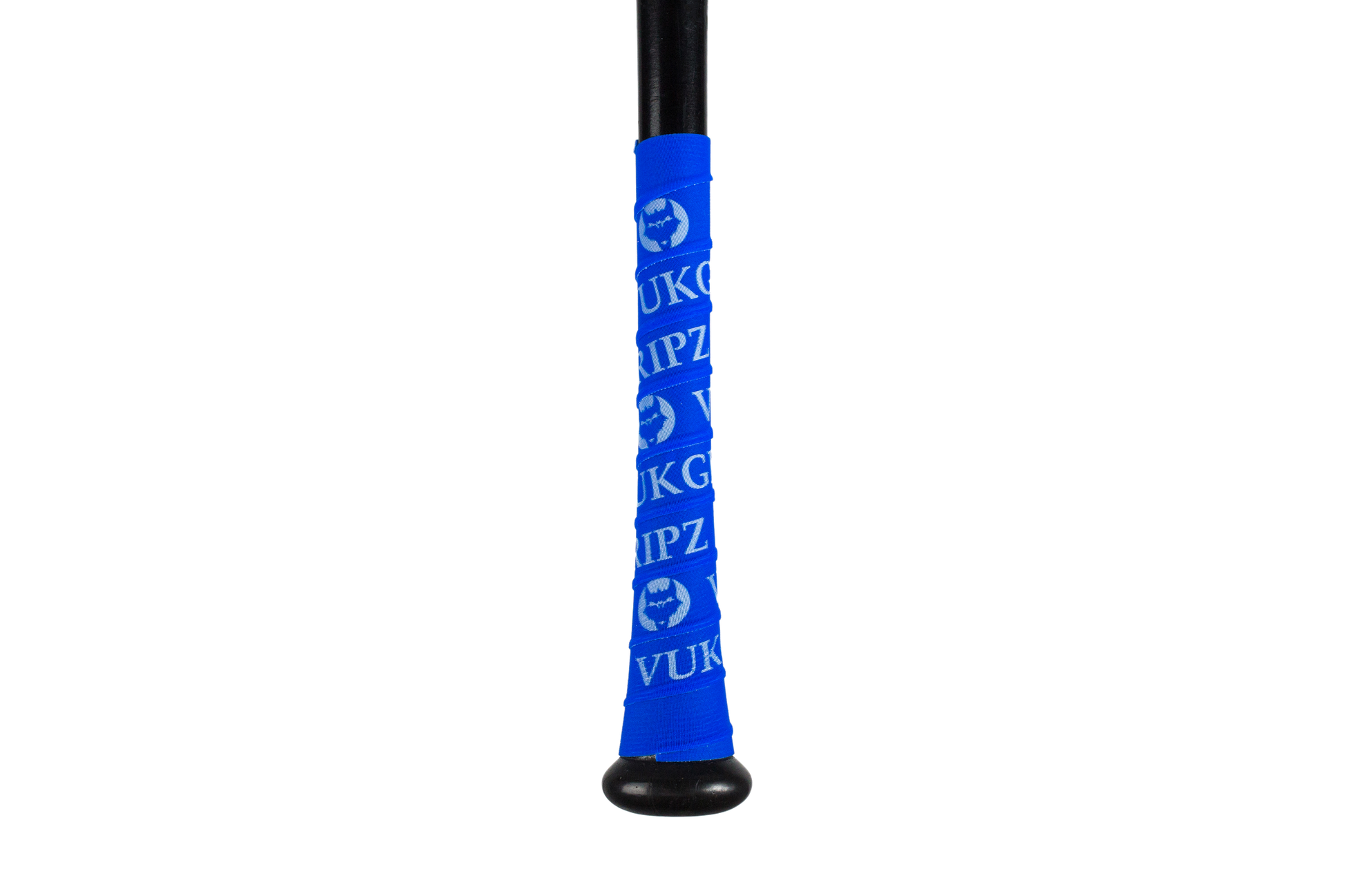 VukGripz Blue Baseball Bat Grip Tape with white logos bat tape