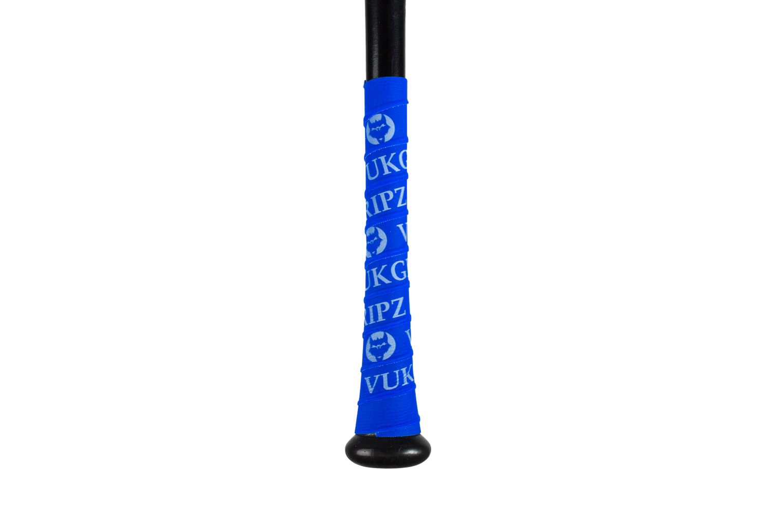 VukGripz Blue Baseball Bat Grip Tape with white logos bat tape