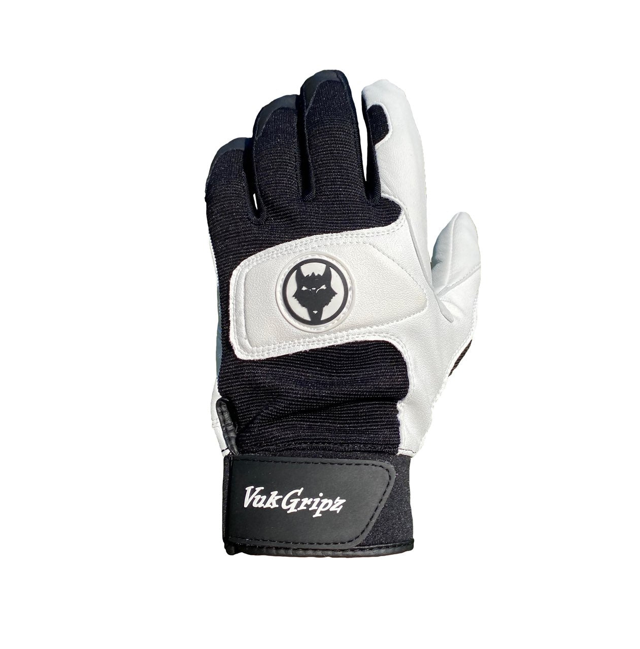 Front View Black & White Canine VukGripz Batting Gloves