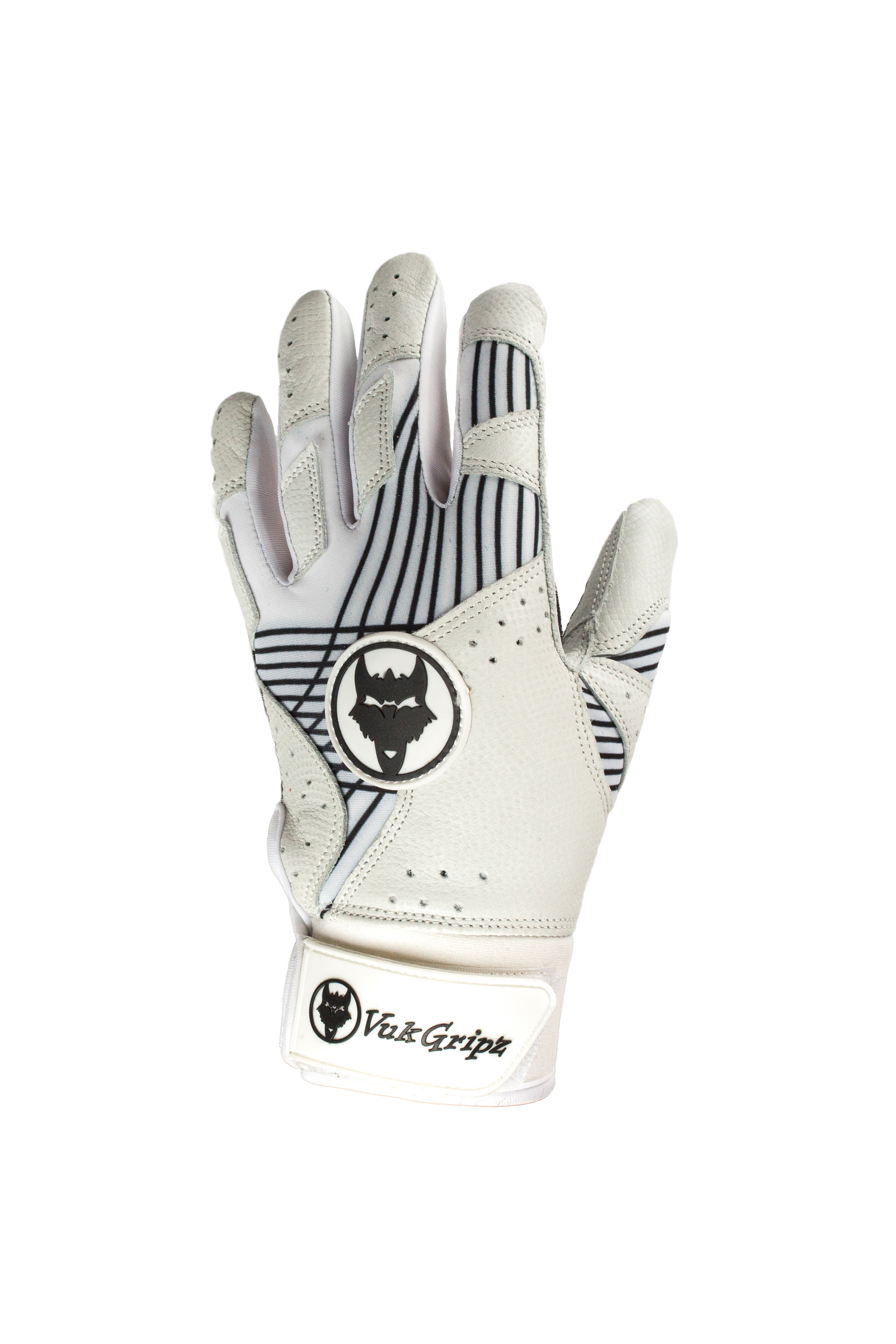 VukGripz Prowler White Baseball Batting Gloves and Softball Batting Gloves