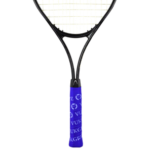 Blue Tennis racquet overgrip with white VukGripz logos