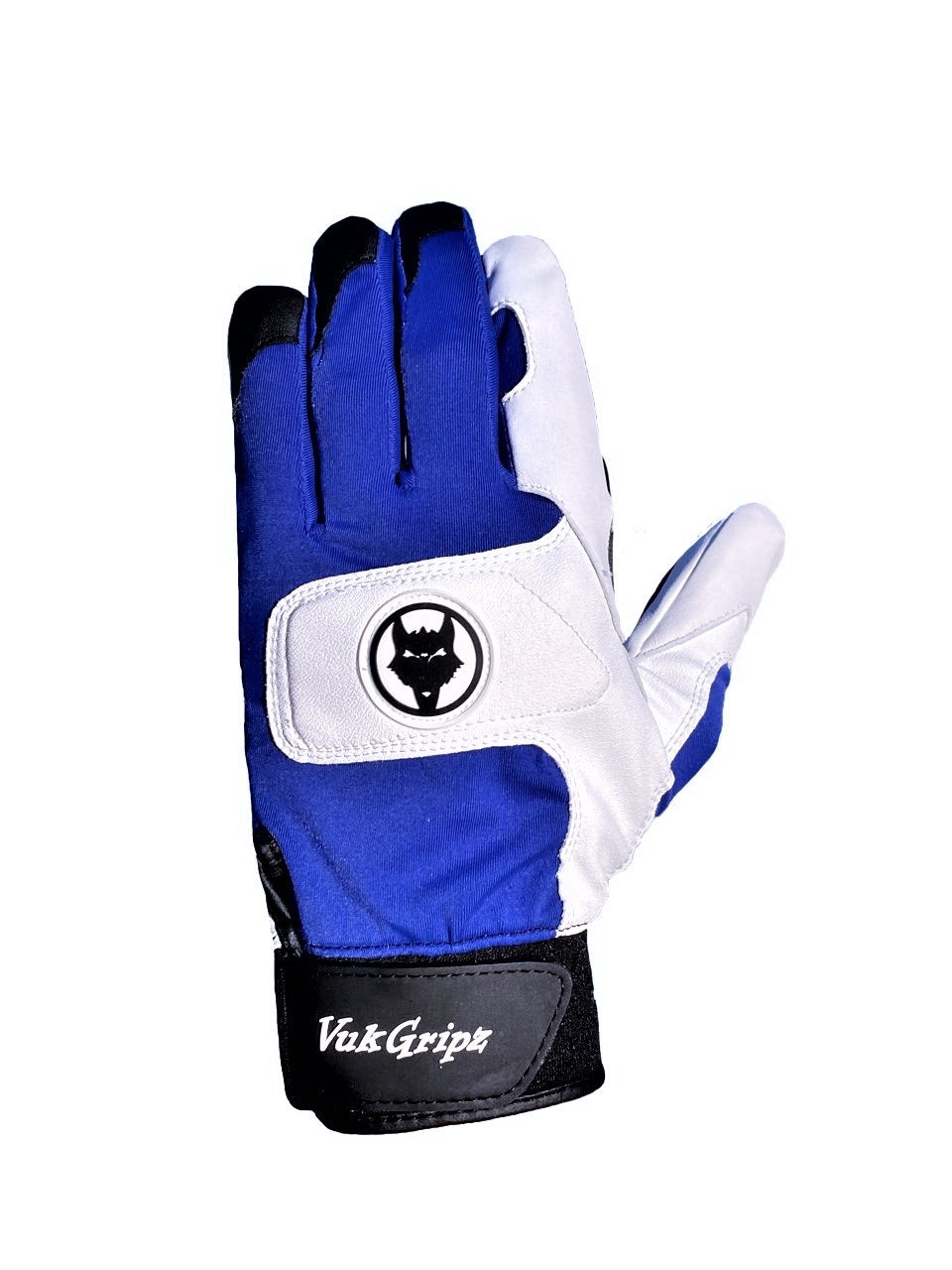 Front view of VukGripz Alpha 2.0 Blue Batting Gloves